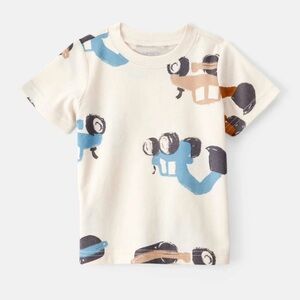 Carter's Cream Tee with Blue and Brown Scooter Print